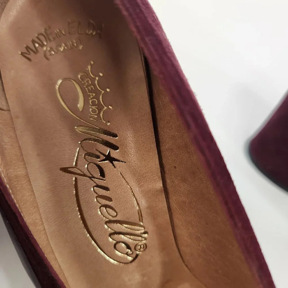 Vintage Leather Closed Toe Pumps Spain  Size 5 Wine Red - Picture 8 of 13